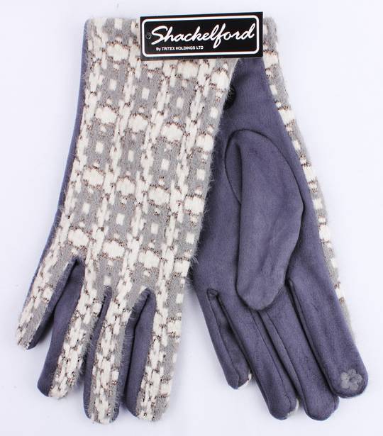 Shackelford chenille knit checked glove grey STYLE:S/LK5069